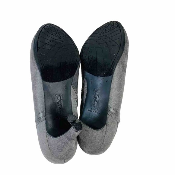 DexFlex Comfort Ankle Bootie Sz 9 Shoes High Heels Gray Suede Pumps Side Zip - Picture 8 of 16